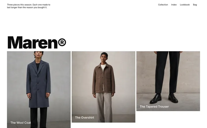 Maren concept website homepage