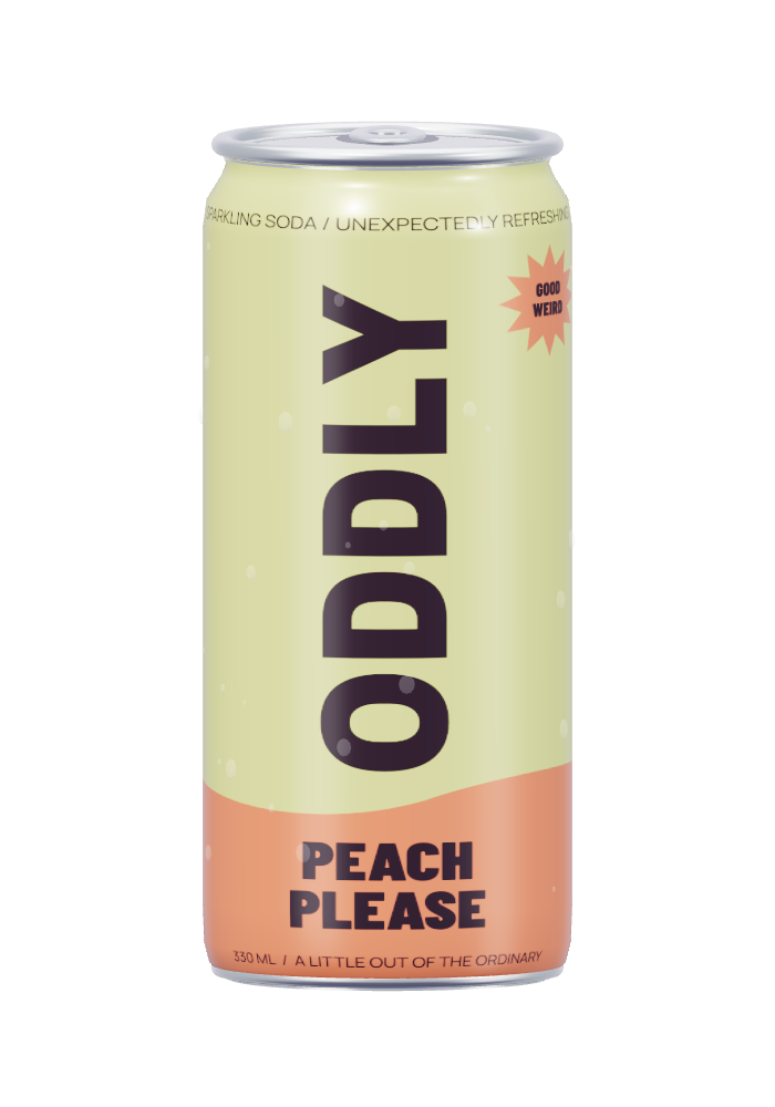 Oddly Peach Please soda can